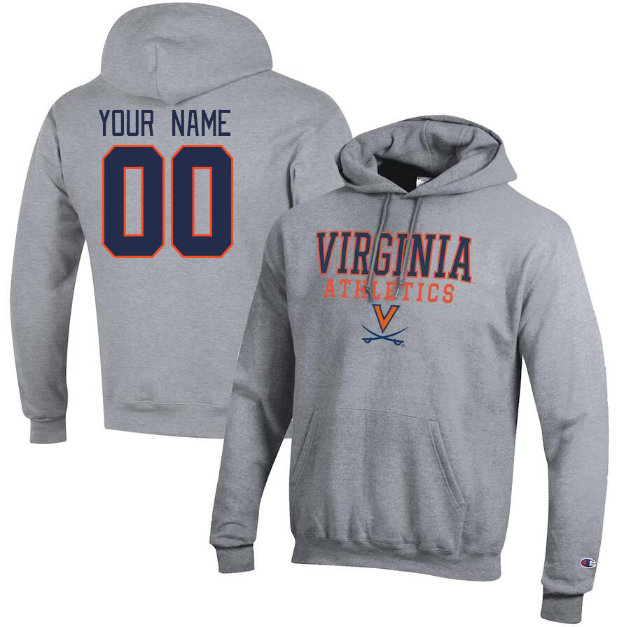 Custom Virginia Cavaliers Name And Number College Hoodie-Gray - Click Image to Close